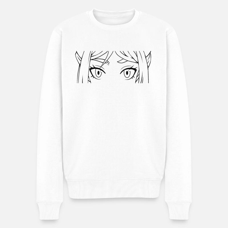 Mangaaugen - Männer Premium Bio Pullover - Weiß