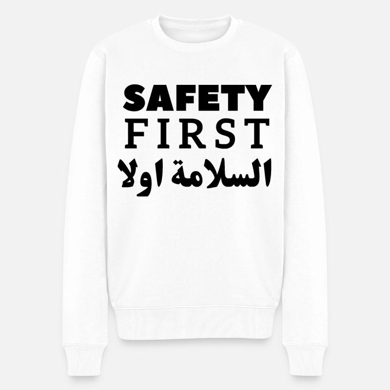 Safety First - Geschenk der Sicherheitskampagne - Männer Premium Bio Pullover - Weiß