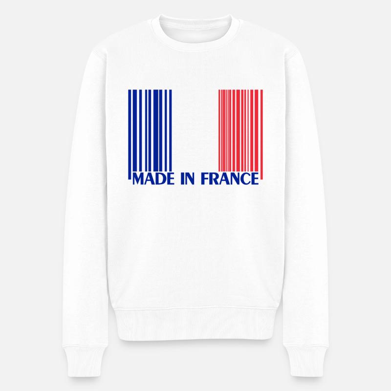 Made in France Frankreich - Männer Premium Bio Pullover - Weiß