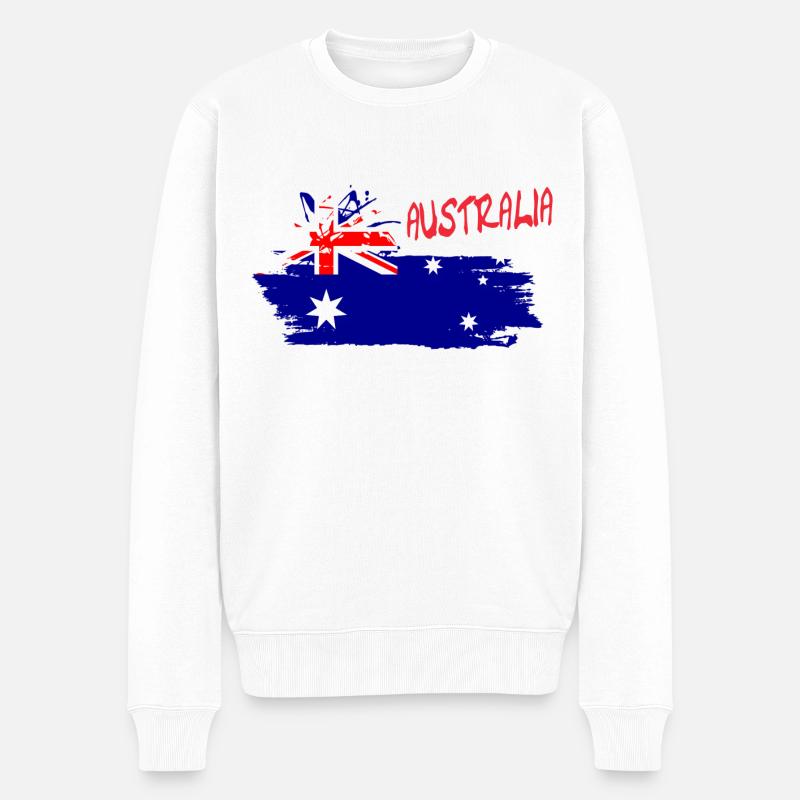 Australien, Down Under - Männer Premium Bio Pullover - Weiß