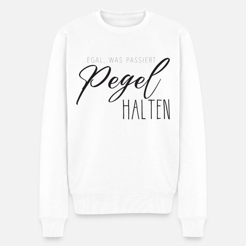 Egal was passiert - Pegel halten - Männer Premium Bio Pullover - Weiß