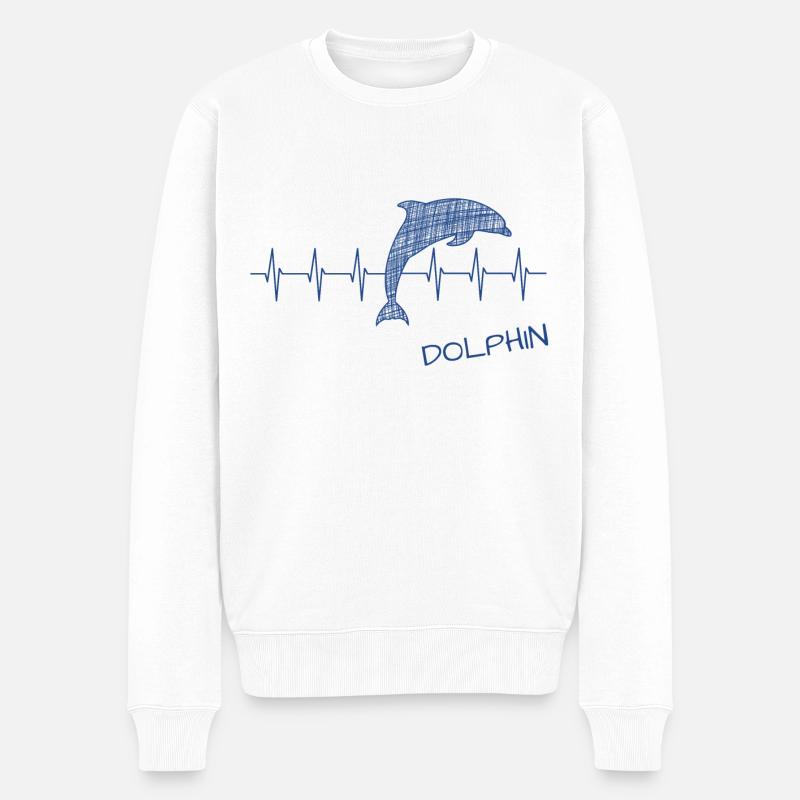 Dolphin Delfin - Männer Premium Bio Pullover - Weiß
