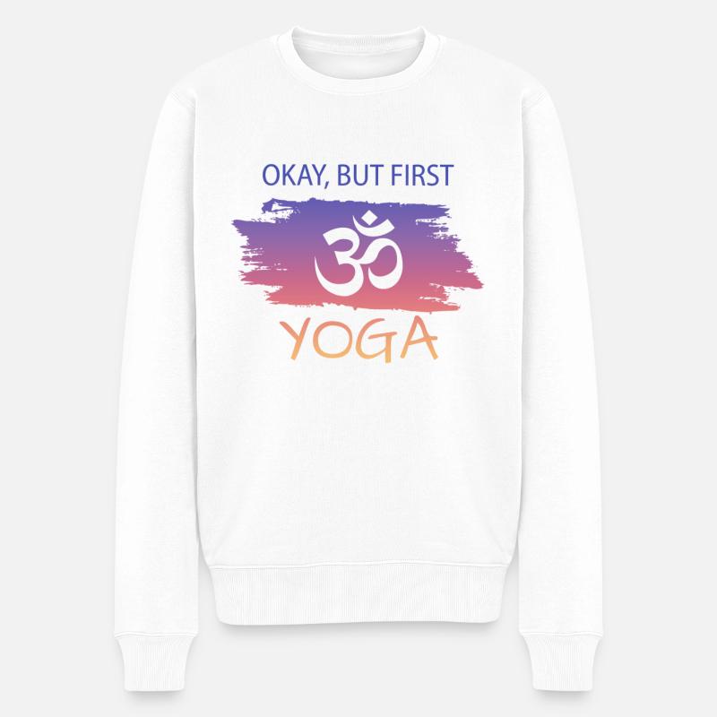 lustiger Spruch Yoga - Männer Premium Bio Pullover - Weiß