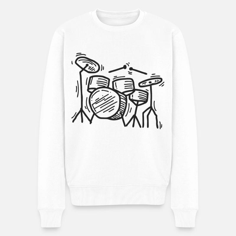 Batterie Drummer - Pull Premium bio Homme - blanc