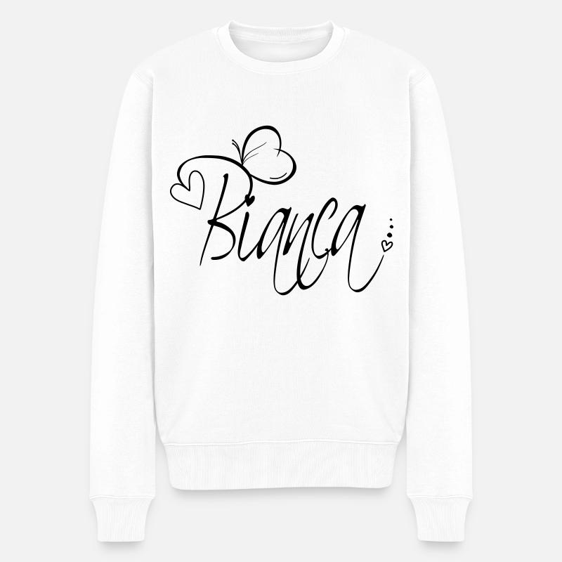 Bianca Name Vorname Mädchen Kalligrafie Dekor - Männer Premium Bio Pullover - Weiß