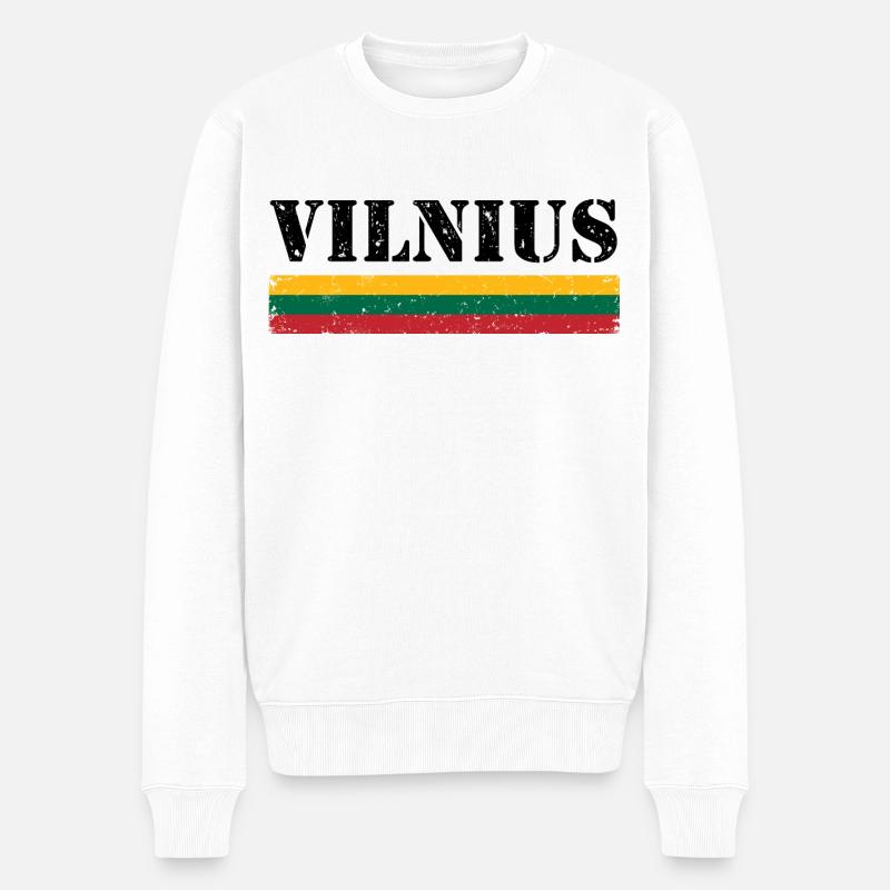 Vilnius - Männer Premium Bio Pullover - Weiß