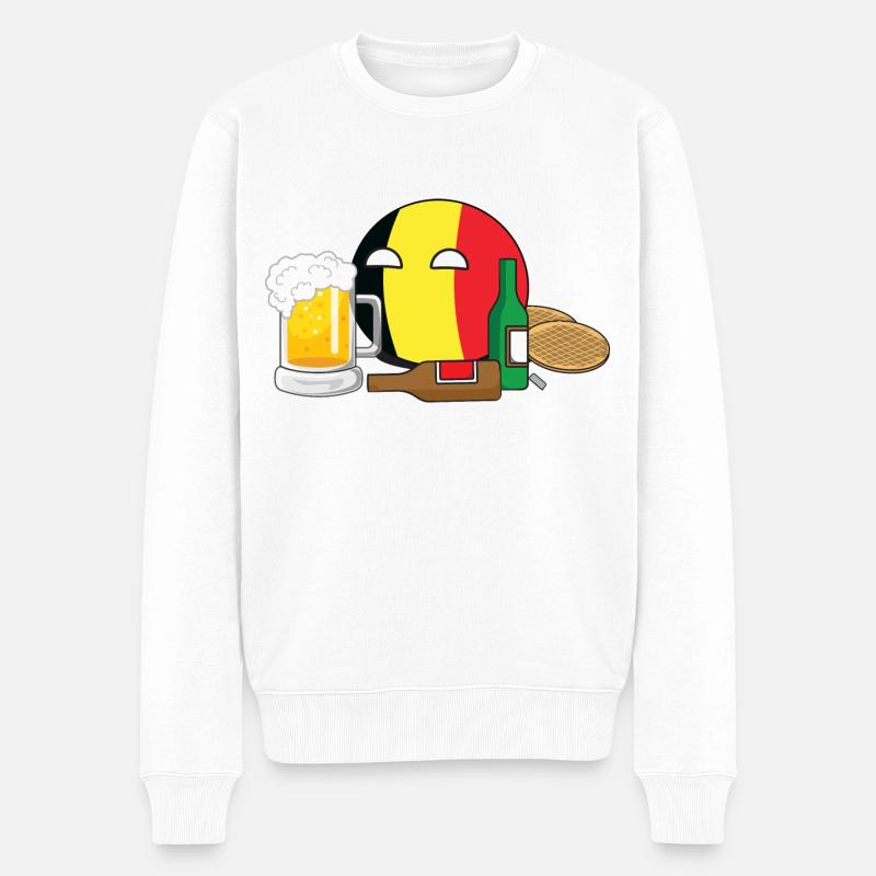 BelgiumBall I - Männer Premium Bio Pullover - Weiß