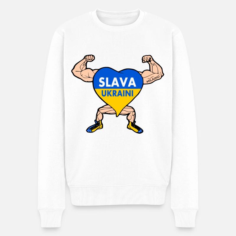 Ukraine - Männer Premium Bio Pullover - Weiß