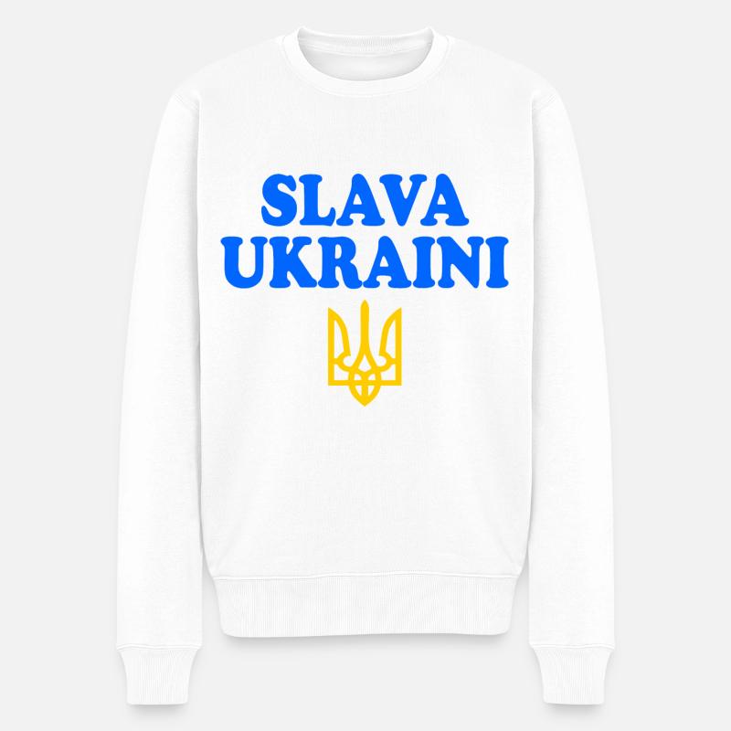 Slava ukraini ukraine - Pull Premium bio Homme - blanc