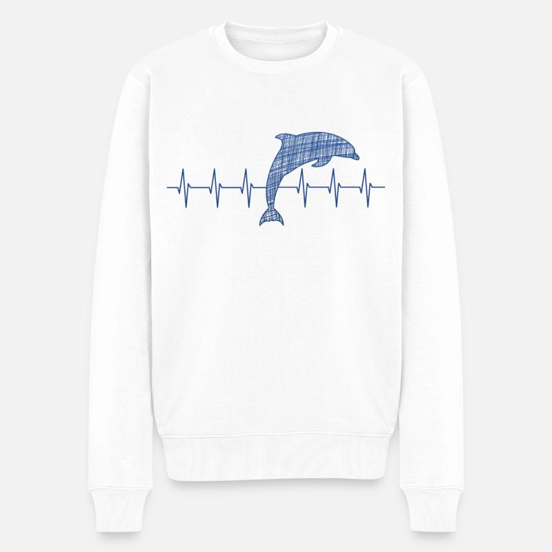 Delfin Dolphin - Männer Premium Bio Pullover - Weiß