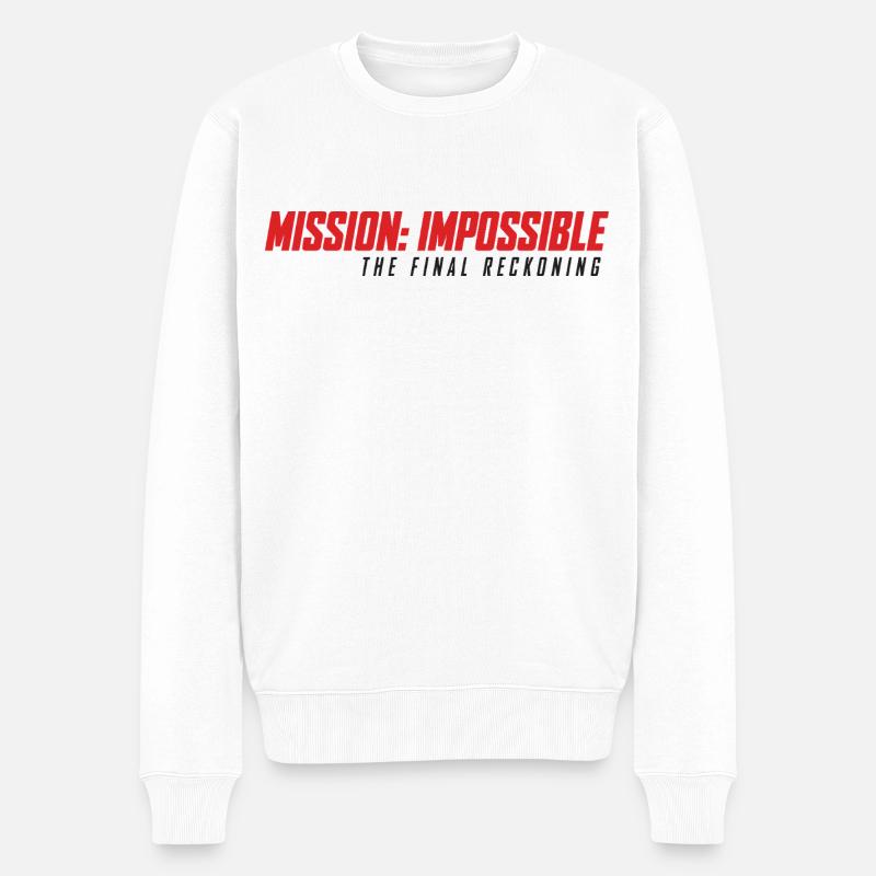 Mission Impossible The Final Reckoning Logo In Rot - Männer Premium Bio Pullover - Weiß