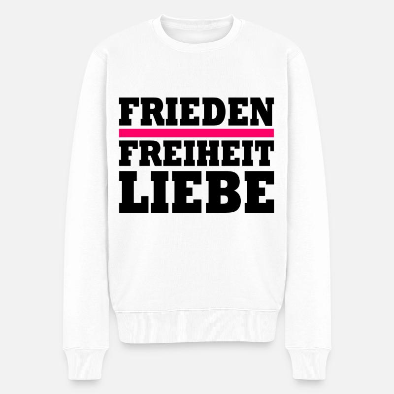 Frieden freiheit liebe - Männer Premium Bio Pullover - Weiß
