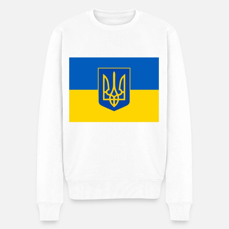 Ukraine - Männer Premium Bio Pullover - Weiß
