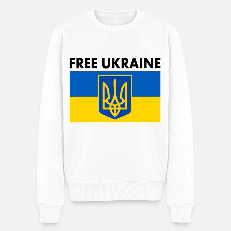 Free ukraine - Männer Premium Bio Pullover - Weiß