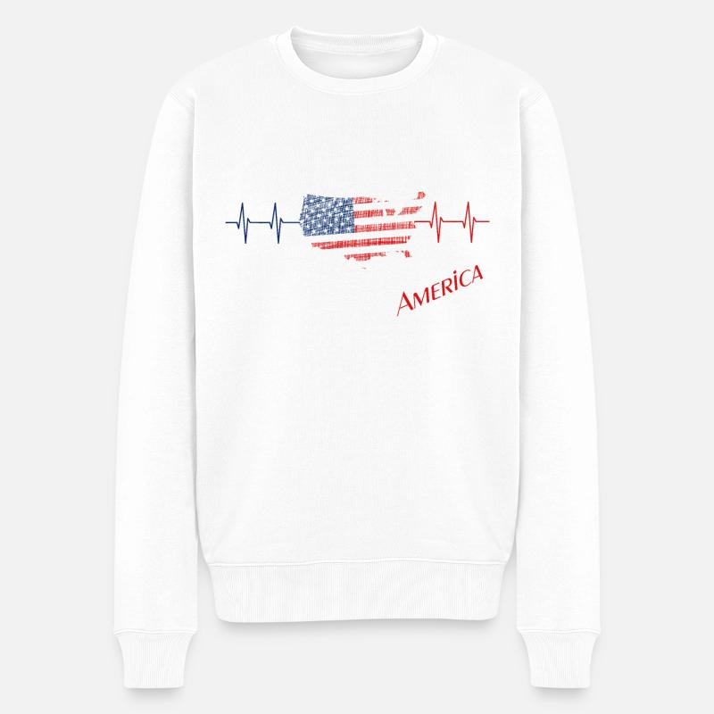 USA America - Männer Premium Bio Pullover - Weiß