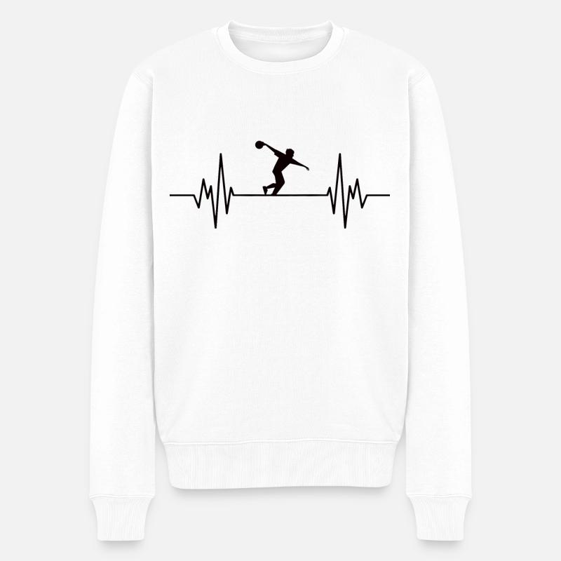 Bowling Hearbeat ECG - Pull Premium bio Homme - blanc
