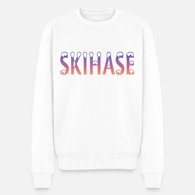 Skihase Skiing Geschenkidee - Männer Premium Bio Pullover - Weiß