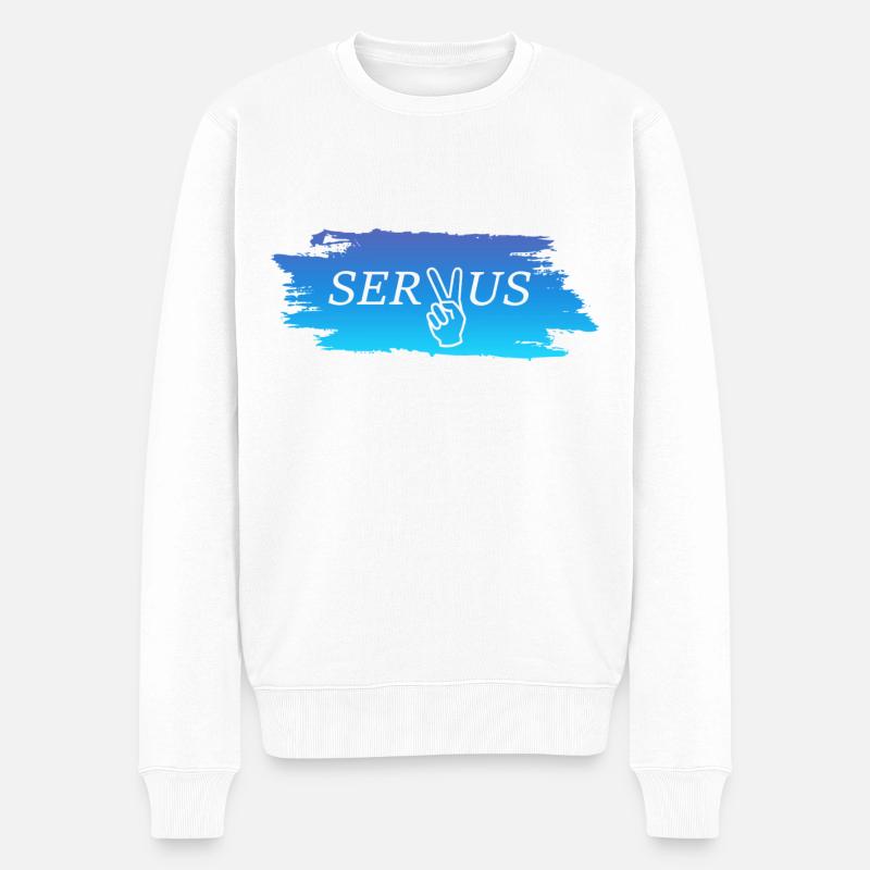 Servus Bayern - Männer Premium Bio Pullover - Weiß