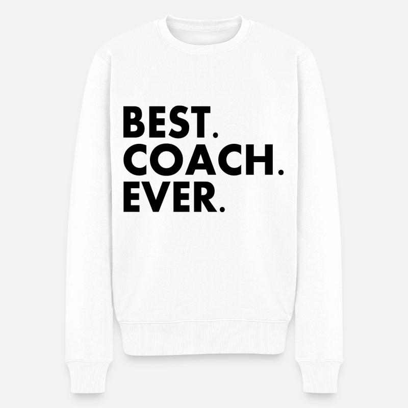 Best coach ever - Pull Premium bio Homme - blanc