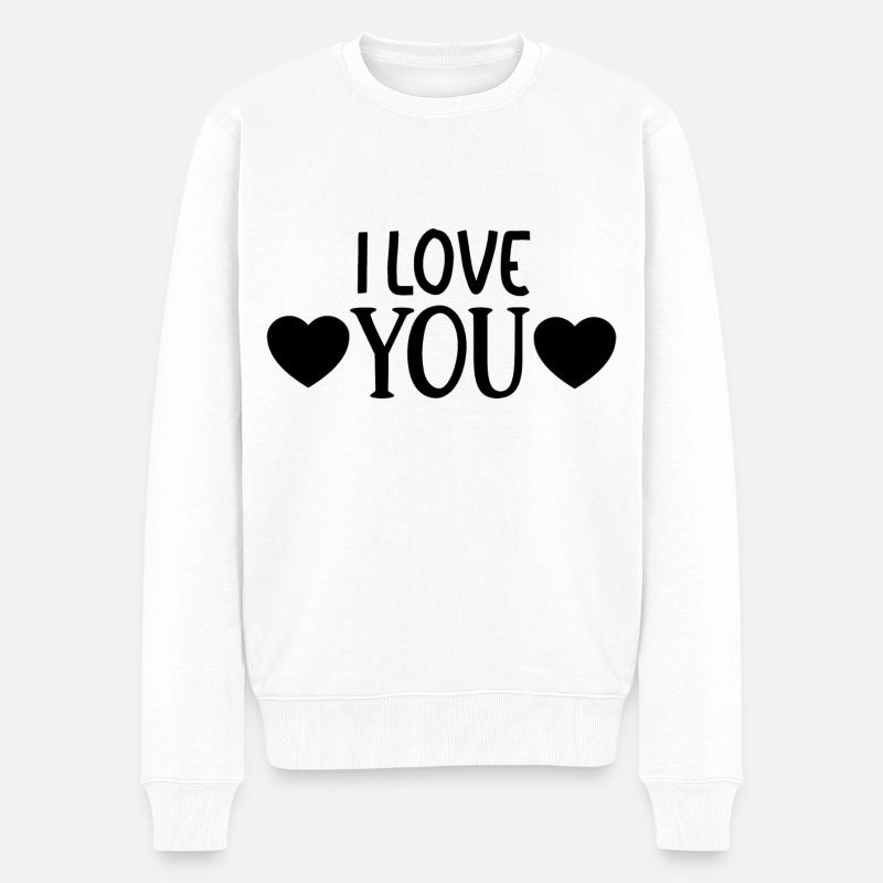 I Love You Herzen - Männer Premium Bio Pullover - Weiß