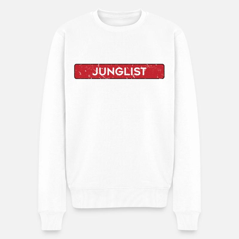 Junglist DNB Drum and Bass - Männer Premium Bio Pullover - Weiß