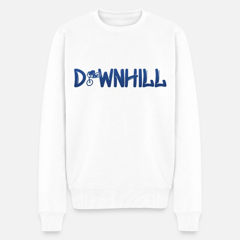 Downhill mit Biker - Männer Premium Bio Pullover - Weiß