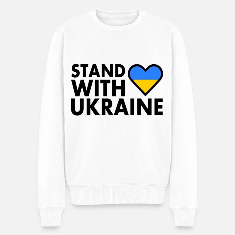 stand with ukraine - Männer Premium Bio Pullover - Weiß