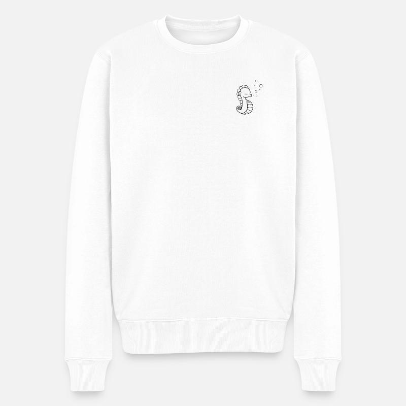 Seepferd Seepferdchen Meerestier - Männer Premium Bio Pullover - Weiß