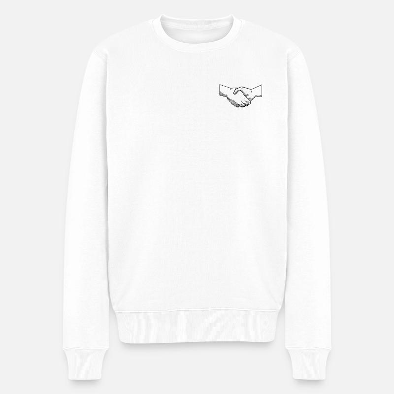 Vertragshandshake Vintage Illustration - Männer Premium Bio Pullover - Weiß