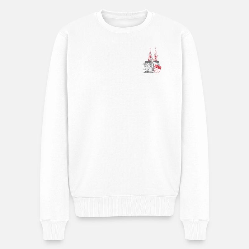 Köln Aufdruck Rot / Grau - Männer Premium Bio Pullover - Weiß