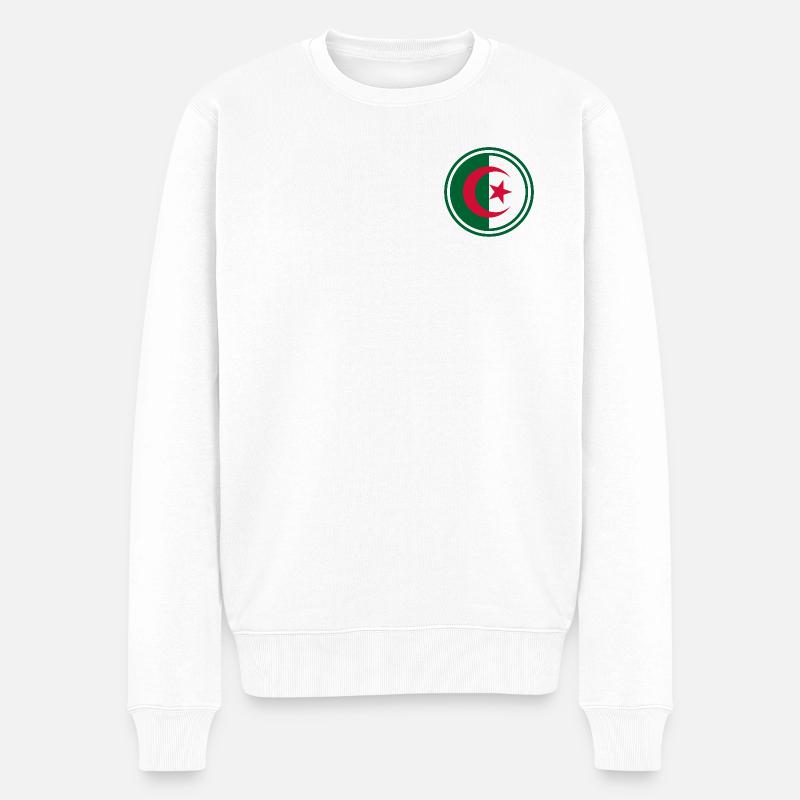 Algerien Flagge rund - Männer Premium Bio Pullover - Weiß