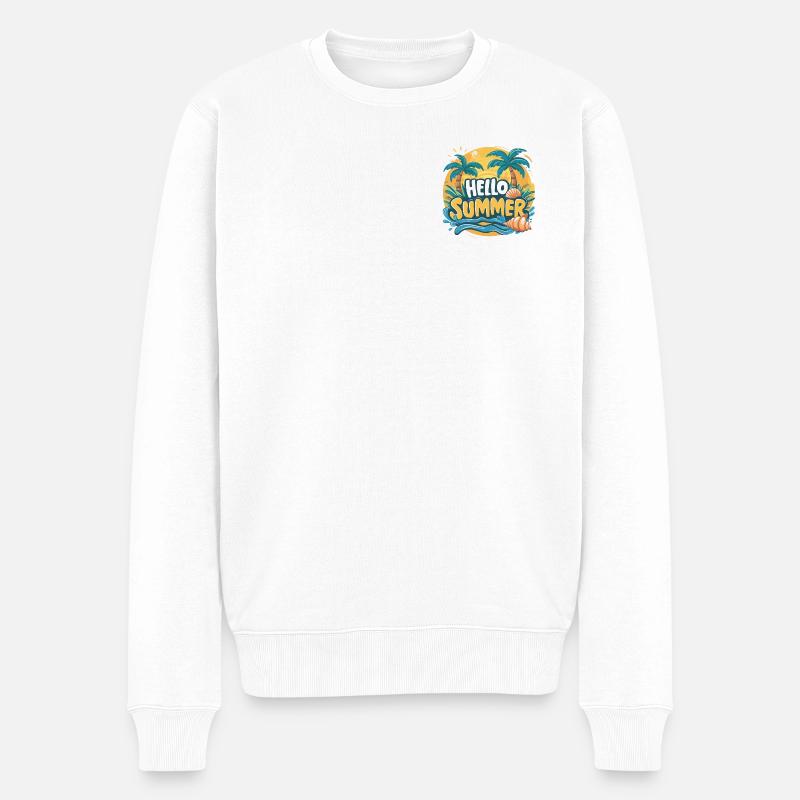 Schillernde Eleganz HELLO SUMMER - Männer Premium Bio Pullover - Weiß