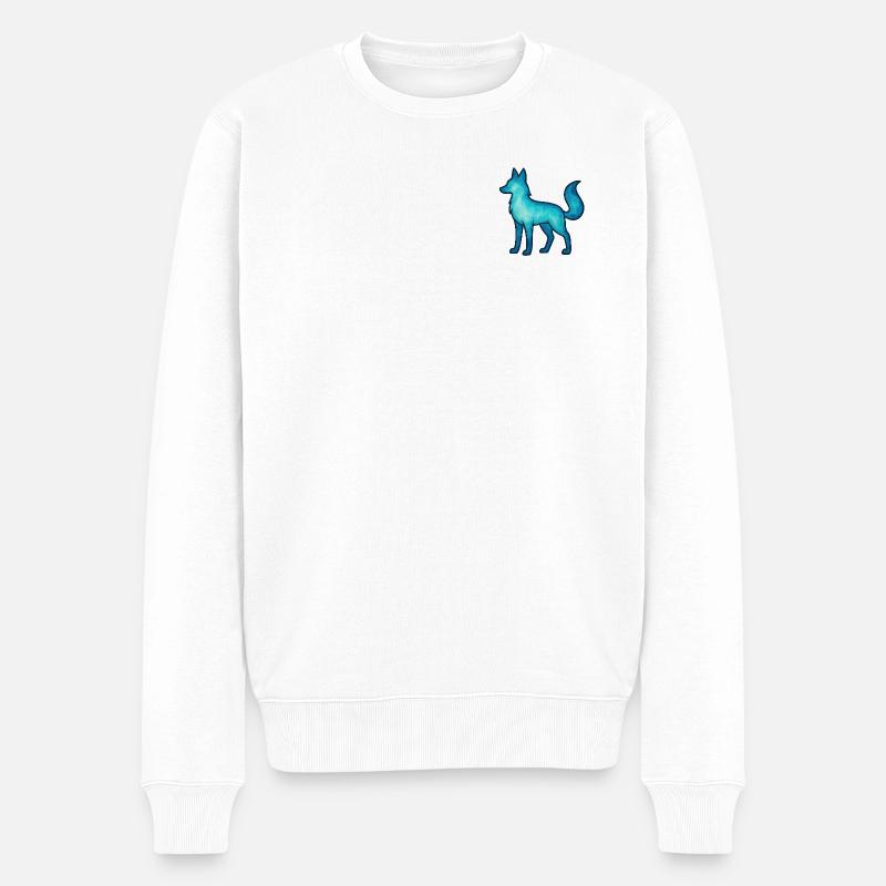 Seelentier und Wächterwesen: Wolf - Männer Premium Bio Pullover - Weiß