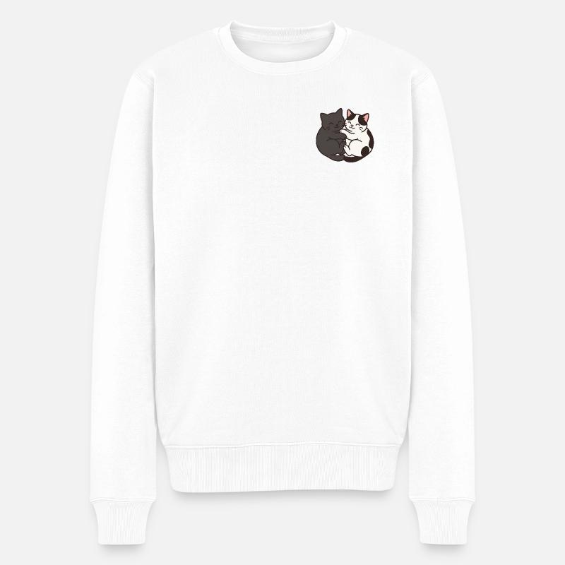 Katzen - Männer Premium Bio Pullover - Weiß