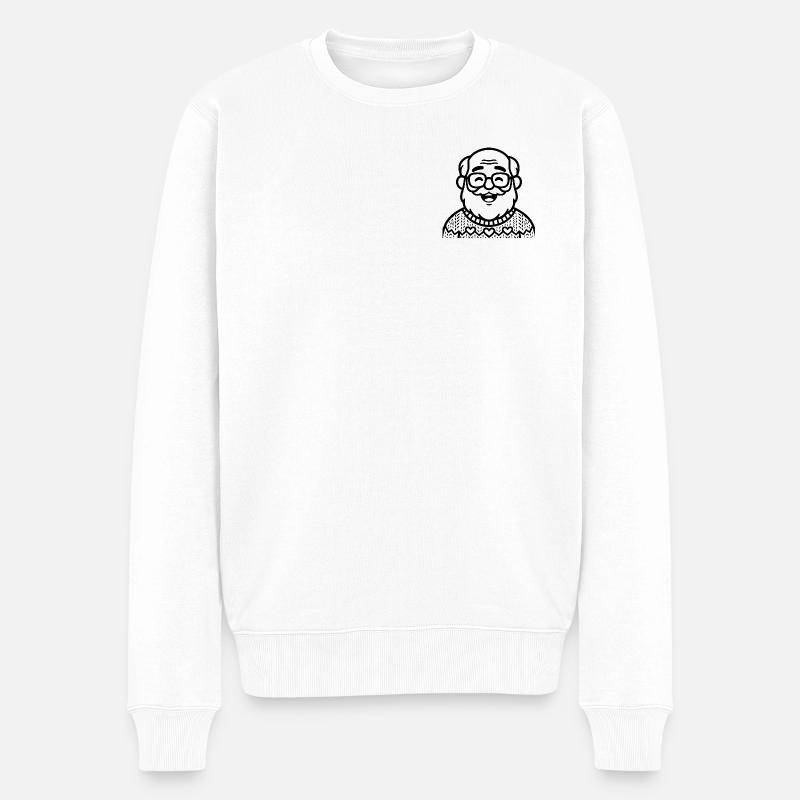 Großvater im Strickpullover - Männer Premium Bio Pullover - Weiß