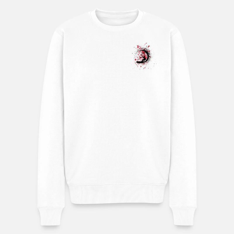 Rot-Schwarz-Fleck-Surfer - Männer Premium Bio Pullover - Weiß