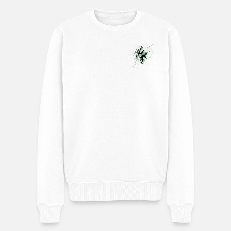 Green Splash Climber - Männer Premium Bio Pullover - Weiß