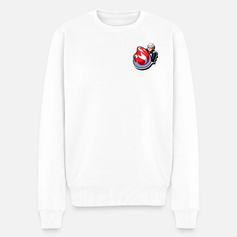Energie-Flammenfaust - Männer Premium Bio Pullover - Weiß