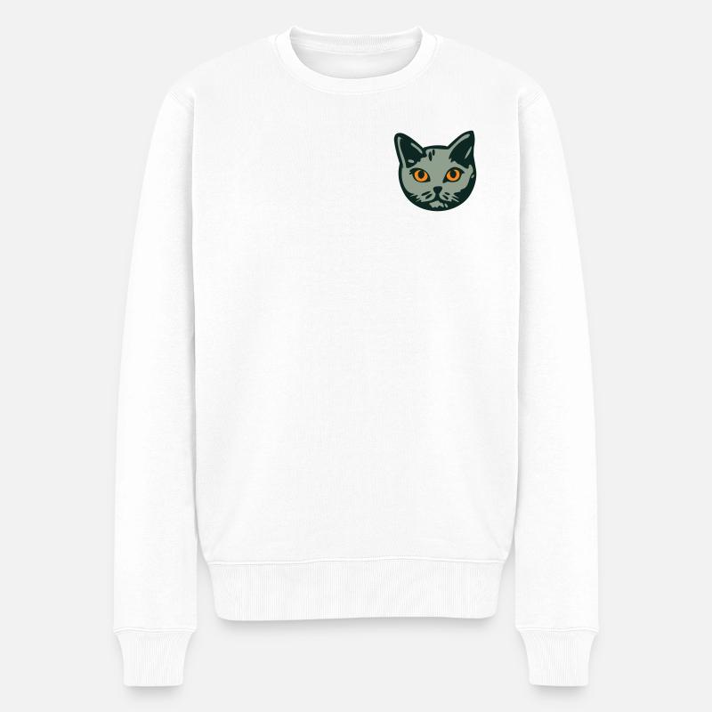 Katze / Kater "Britisch Kurzhaar" - Männer Premium Bio Pullover - Weiß