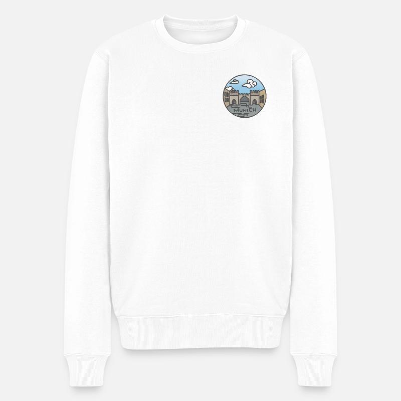 München Illustration - Männer Premium Bio Pullover - Weiß