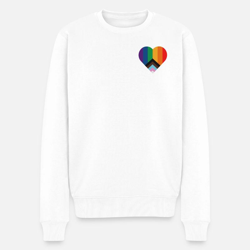 Regenbogen Pride Herz - Männer Premium Bio Pullover - Weiß