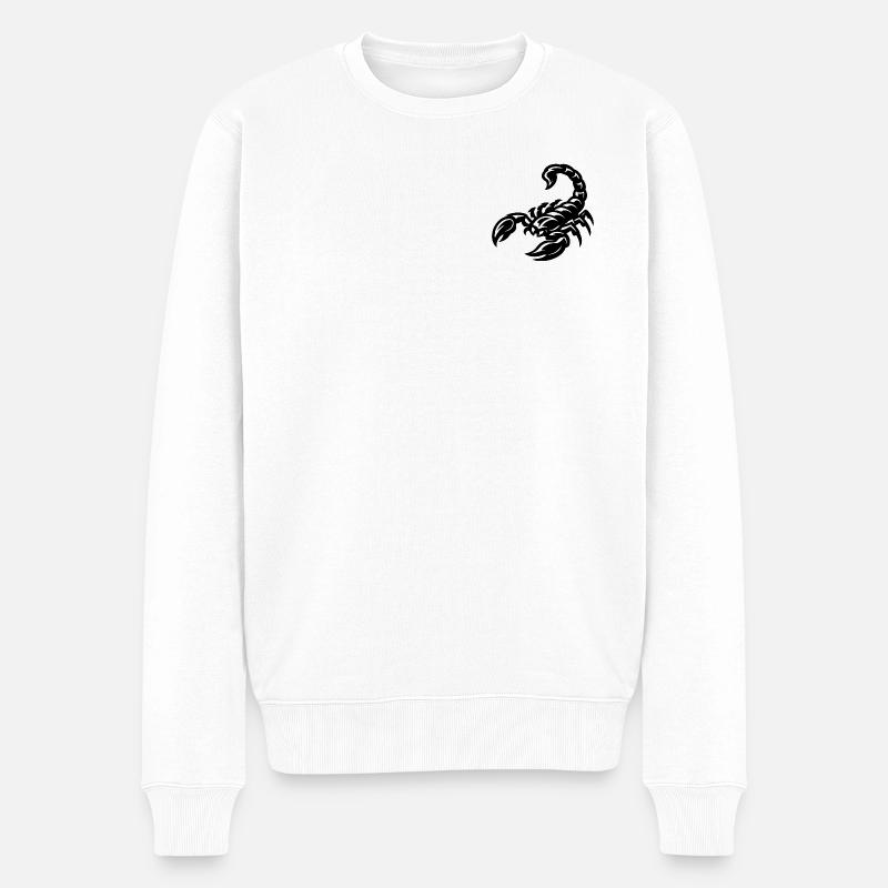 Skorpion-Konturlinien-Kunst - Männer Premium Bio Pullover - Weiß