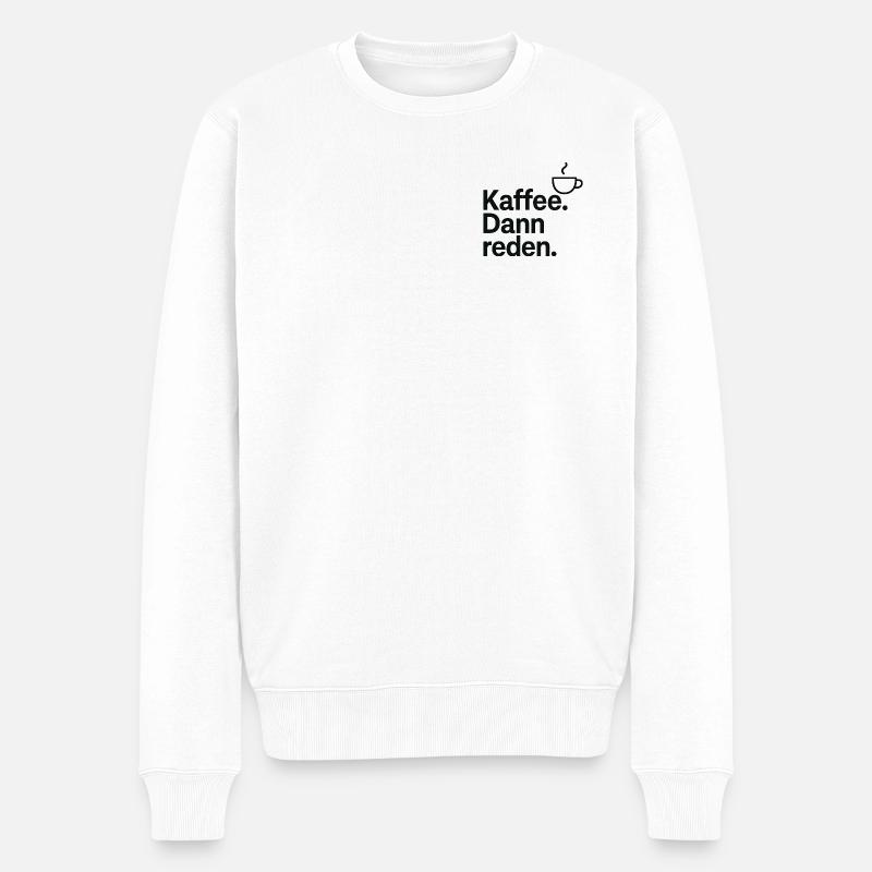 Kaffee Gespräche – Reden am Morgen - Männer Premium Bio Pullover - Weiß