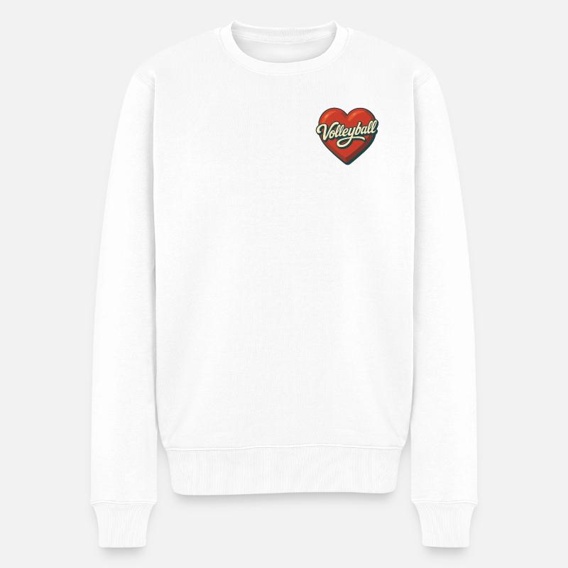SuperSpike | Volleyball Herz - Männer Premium Bio Pullover - Weiß