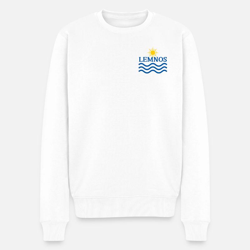 Ondes de Soleil de Lemnos - Pull Premium bio Homme - blanc