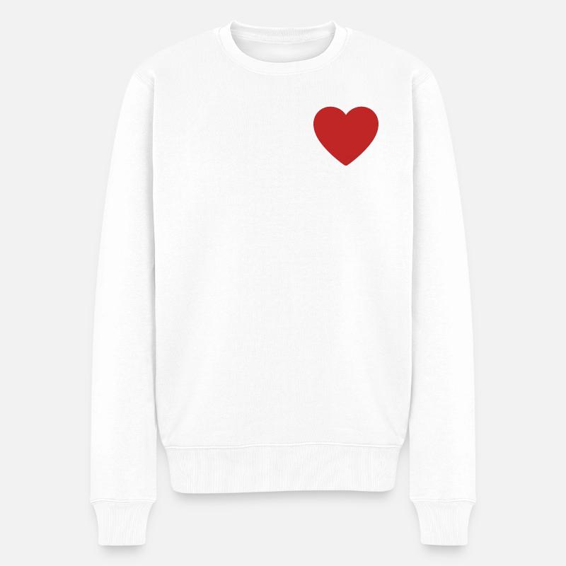 Impression d’icône de cœur rouge - Pull Premium bio Homme - blanc