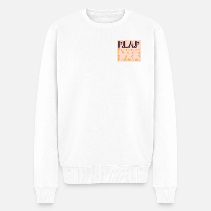 PLAP Pommes Probleme Typo - Männer Premium Bio Pullover - Weiß