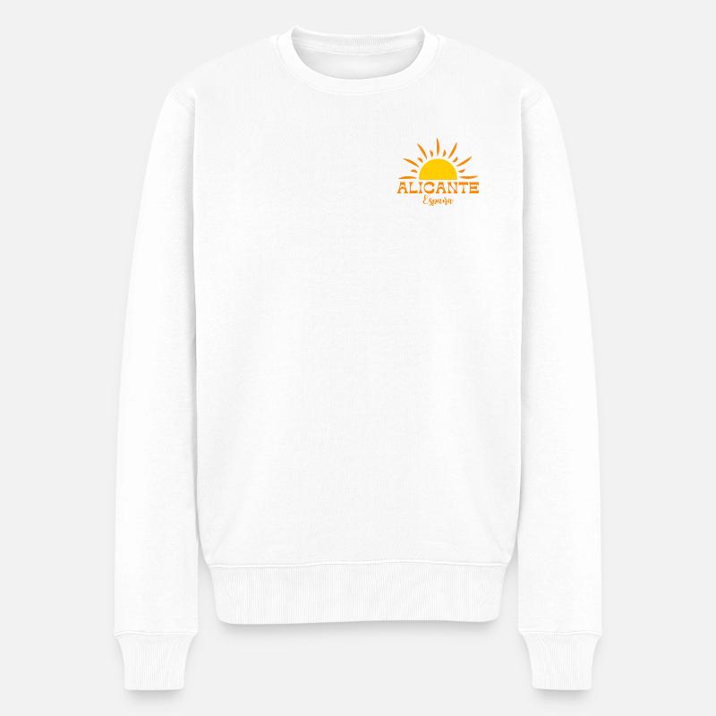 Lebendiger Sunburst Alicante Spanien Design - Männer Premium Bio Pullover - Weiß