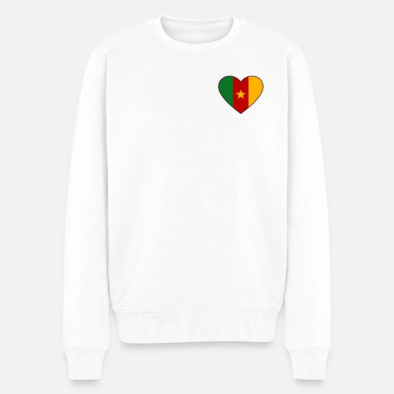 Kamerun Flagge Herz - Männer Premium Bio Pullover - Weiß