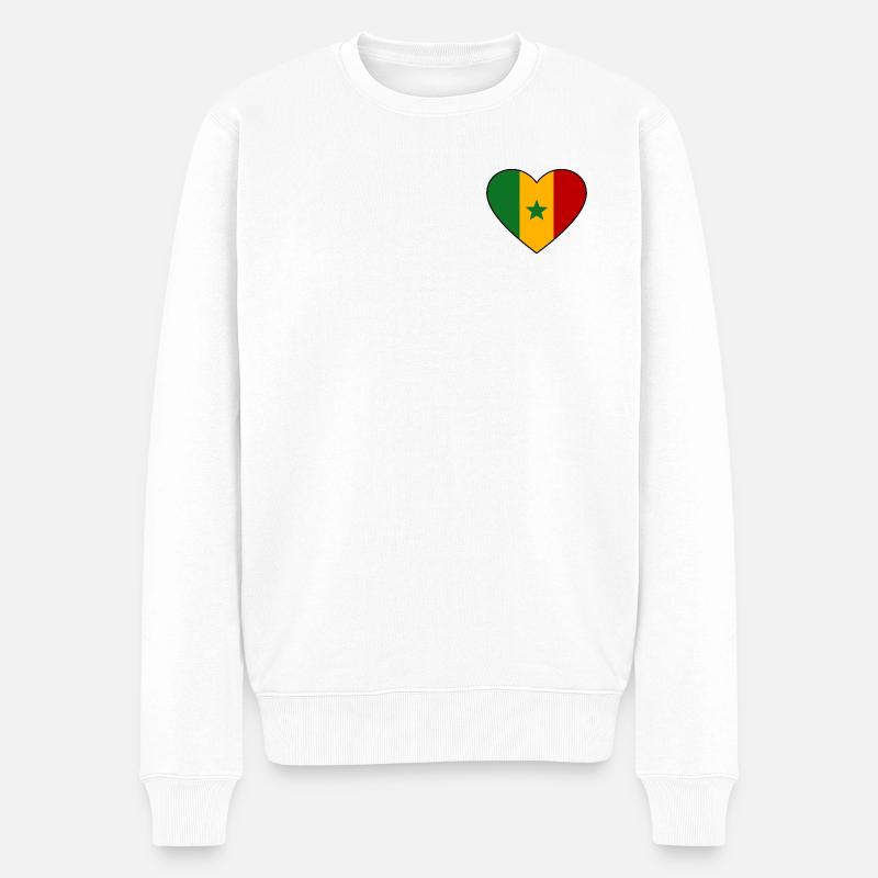 Senegal Flaggenherz - Männer Premium Bio Pullover - Weiß
